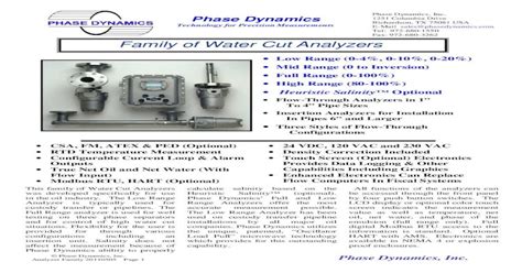 поточный влагомер phase dynamics fl|Family of Water Cut Analyzers .